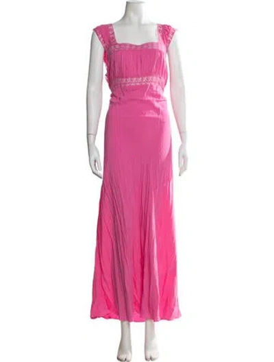 Pre-owned Selkie Square Neckline Long Dress In Pink