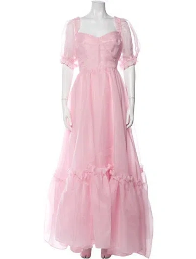 Pre-owned Selkie Square Neckline Long Dress In Pink