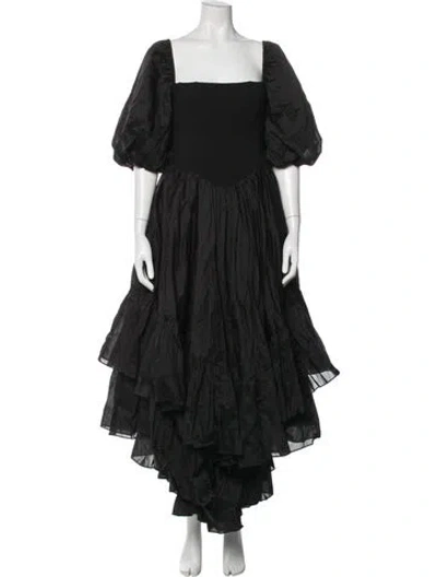 Pre-owned Selkie Square Neckline Long Dress W/ Tags In Black