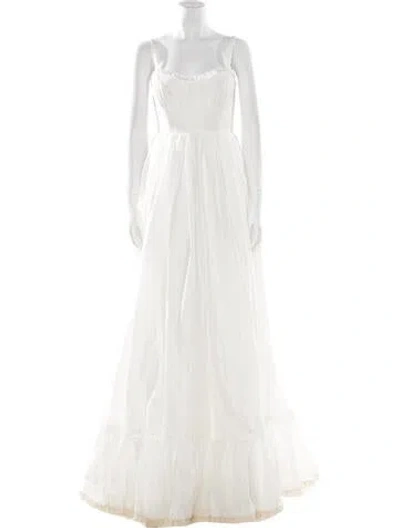 Pre-owned Selkie Square Neckline Long Dress In White