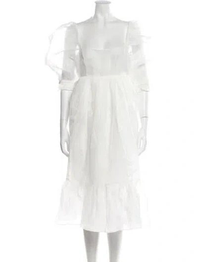 Pre-owned Selkie Square Neckline Long Dress In White