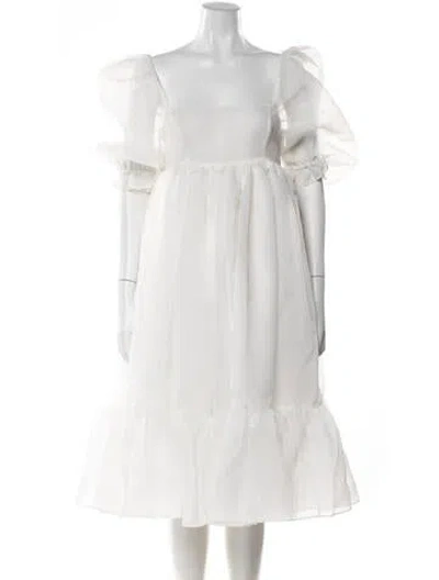 Pre-owned Selkie Square Neckline Long Dress In White