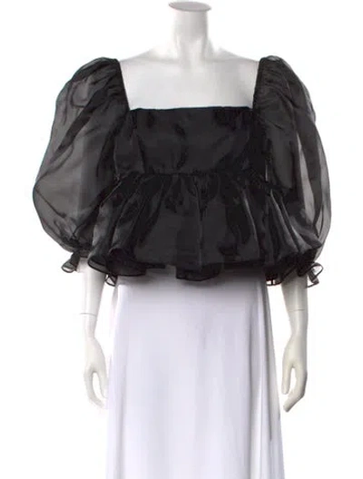 Pre-owned Selkie Square Neckline Long Sleeve Blouse In Black