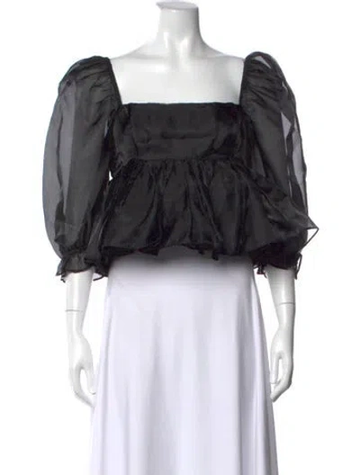 Pre-owned Selkie Square Neckline Long Sleeve Top In Black