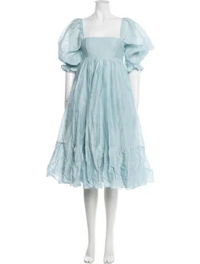 Pre-owned Selkie Square Neckline Midi Length Dress In Blue