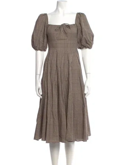 Pre-owned Selkie Square Neckline Midi Length Dress In Multi