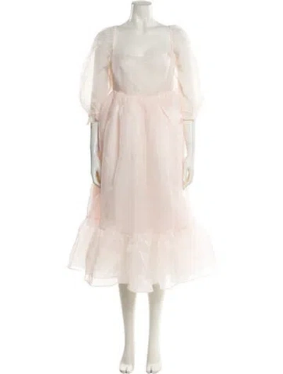 Pre-owned Selkie Square Neckline Midi Length Dress In Pink