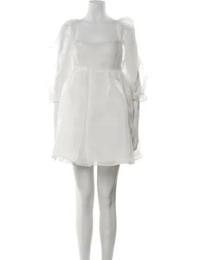 Pre-owned Selkie Square Neckline Midi Length Dress In White