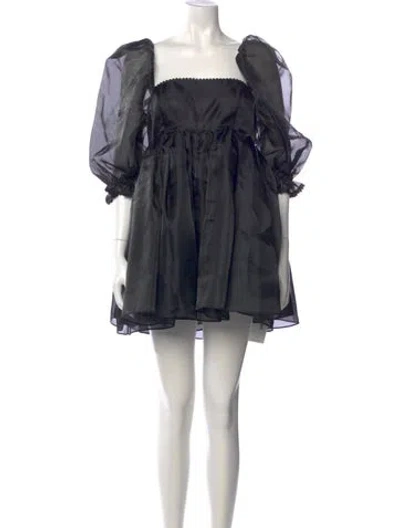 Pre-owned Selkie Square Neckline Mini Dress In Black