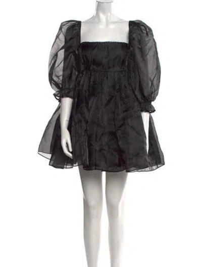 Pre-owned Selkie Square Neckline Mini Dress In Black