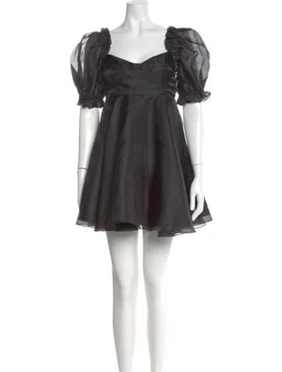 Pre-owned Selkie Square Neckline Mini Dress In Black