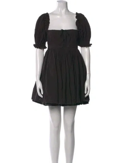 Pre-owned Selkie Square Neckline Mini Dress In Black