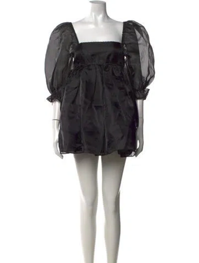 Pre-owned Selkie Square Neckline Mini Dress In Black