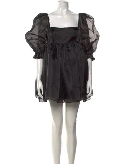 Pre-owned Selkie Square Neckline Mini Dress In Black