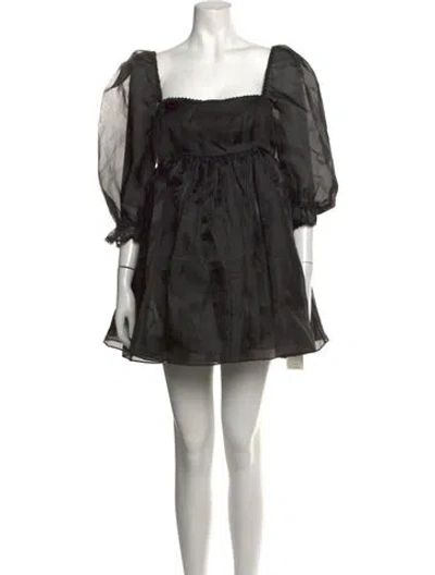 Pre-owned Selkie Square Neckline Mini Dress In Black