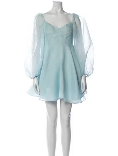 Pre-owned Selkie Square Neckline Mini Dress In Blue