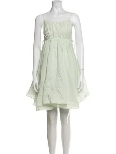 Pre-owned Selkie Square Neckline Mini Dress In Green