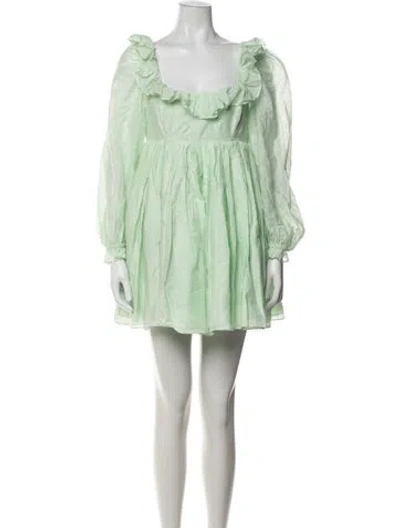 Pre-owned Selkie Square Neckline Mini Dress In Green