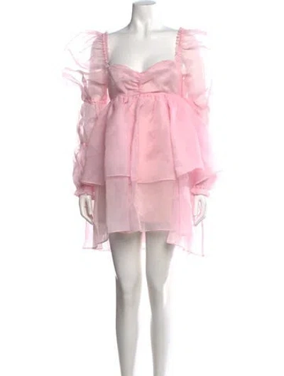 Pre-owned Selkie Square Neckline Mini Dress In Pink
