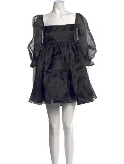 Pre-owned Selkie Square Neckline Mini Dress W/ Tags In Black