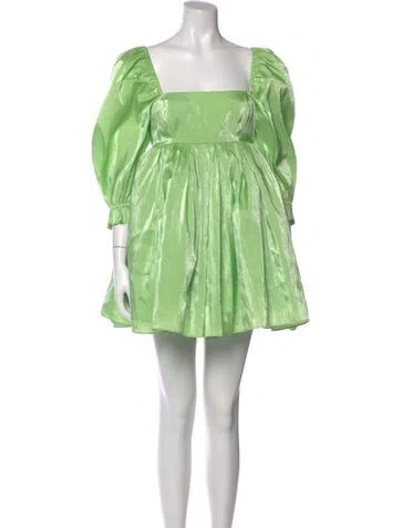 Pre-owned Selkie Square Neckline Mini Dress W/ Tags In Green