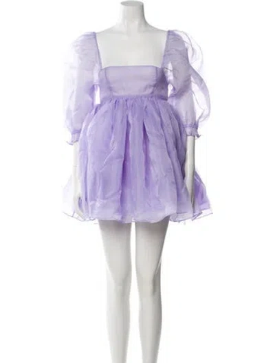 Pre-owned Selkie Square Neckline Mini Dress W/ Tags In Purple