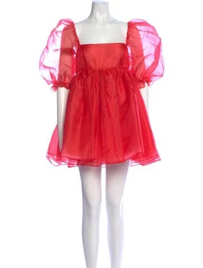 Pre-owned Selkie Square Neckline Mini Dress W/ Tags In Red
