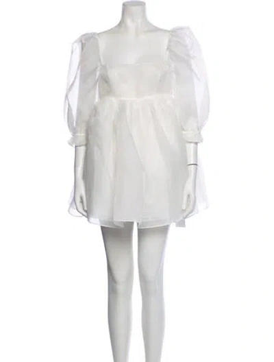 Pre-owned Selkie Square Neckline Mini Dress W/ Tags In White