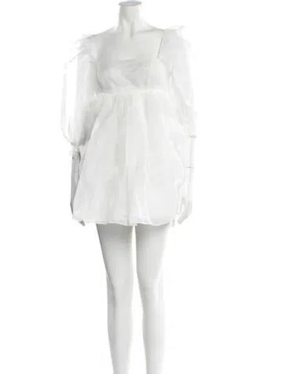 Pre-owned Selkie Square Neckline Mini Dress In White