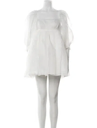 Pre-owned Selkie Square Neckline Mini Dress In White