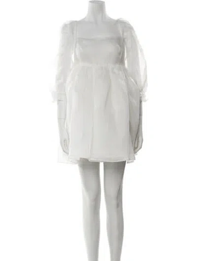 Pre-owned Selkie Square Neckline Mini Dress In White