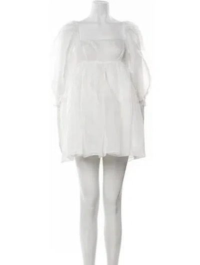 Pre-owned Selkie Square Neckline Mini Dress In White