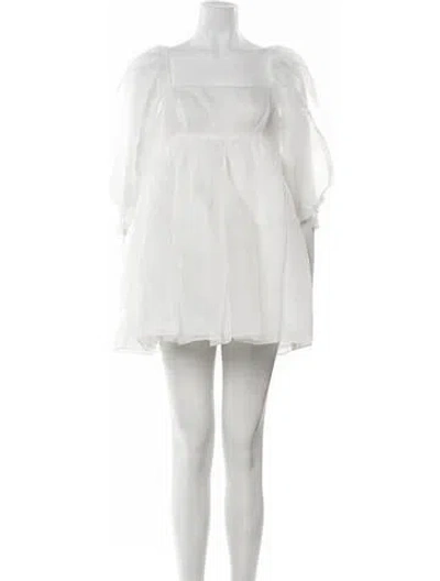 Pre-owned Selkie Square Neckline Mini Dress In White