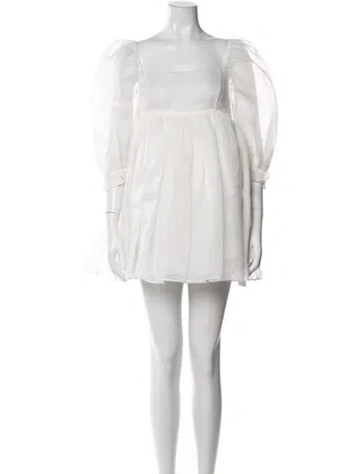 Pre-owned Selkie Square Neckline Mini Dress In White