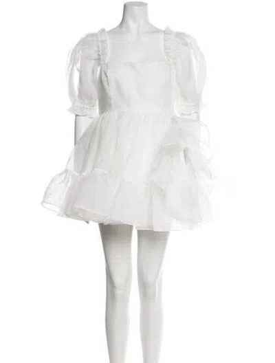 Pre-owned Selkie Square Neckline Mini Dress In White