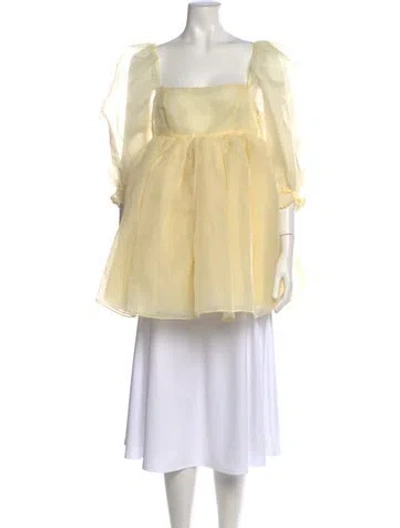 Pre-owned Selkie Square Neckline Mini Dress In Yellow