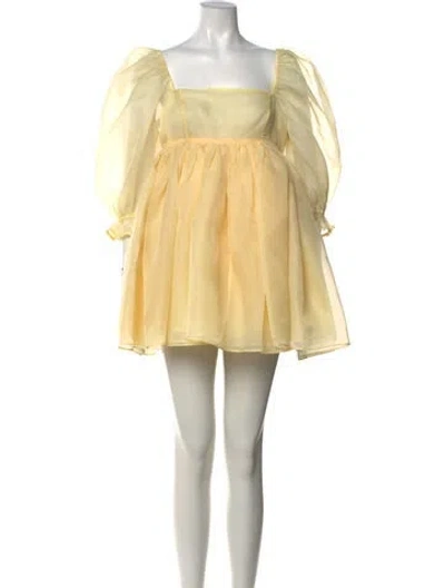 Pre-owned Selkie Square Neckline Mini Dress In Yellow