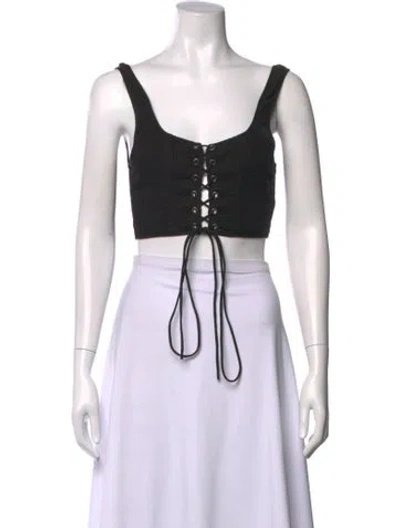 Pre-owned Selkie Square Neckline Sleeveless Crop Top In Blue