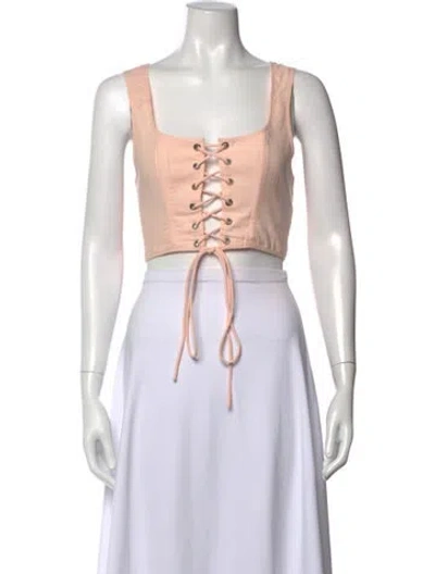 Pre-owned Selkie Square Neckline Sleeveless Crop Top In Neutral