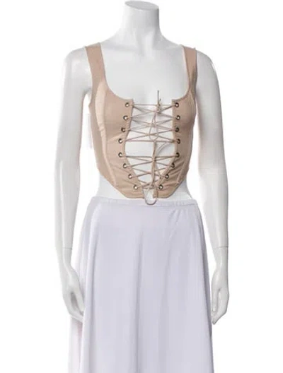 Pre-owned Selkie Square Neckline Sleeveless Crop Top W/ Tags In Neutral