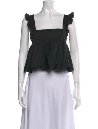 Pre-owned Selkie Square Neckline Sleeveless Top In Black