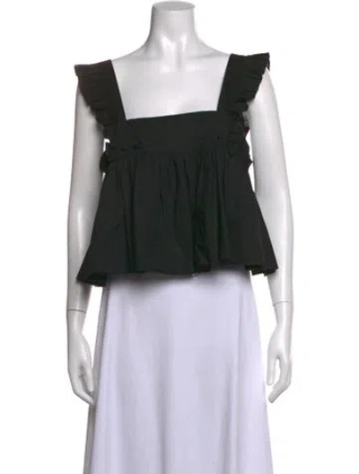 Pre-owned Selkie Square Neckline Sleeveless Top In Black