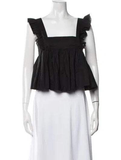 Pre-owned Selkie Square Neckline Sleeveless Top In Black