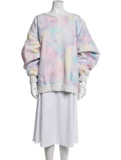 Pre-owned Selkie Tie-dye Print Crew Neck Sweatshirt In White