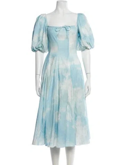 Pre-owned Selkie Tie-dye Print Midi Length Dress In Blue