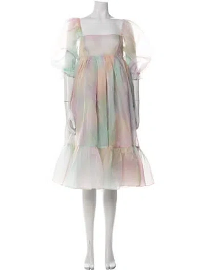 Pre-owned Selkie Tie-dye Print Midi Length Dress In Purple
