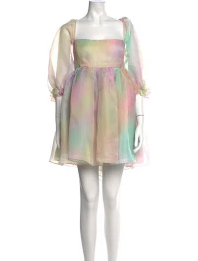 Pre-owned Selkie Tie-dye Print Mini Dress In Pink/yellow