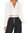 Selkie Tuxedo Ruffle Detailed Blouse In Swan In White