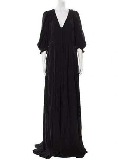 Pre-owned Selkie V-neck Long Dress W/ Tags In Black