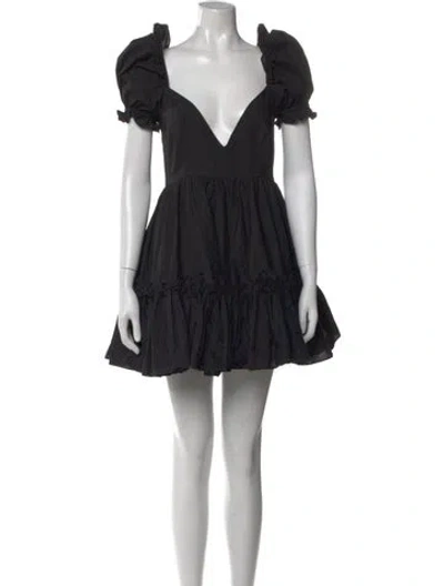 Pre-owned Selkie V-neck Mini Dress In Black